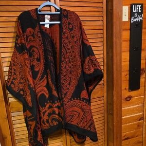 Chico's Black and Red Paisley Shawl